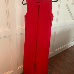 Red classic special event dress with layered hem
